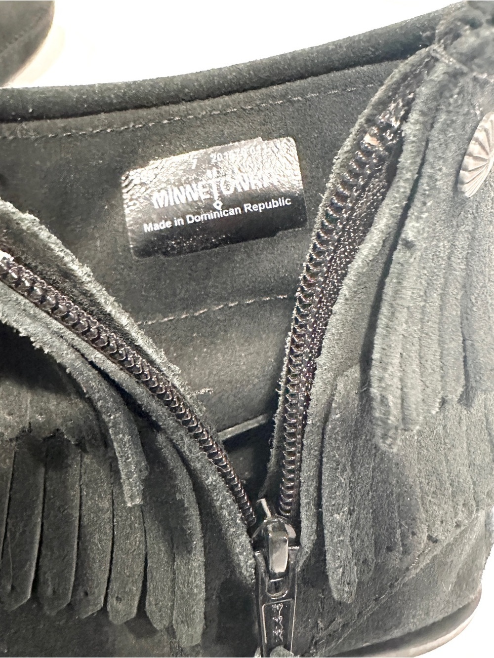 Minnetonka Black Fringe Grommet Detail Ankle Booties - Picture 5 of 8